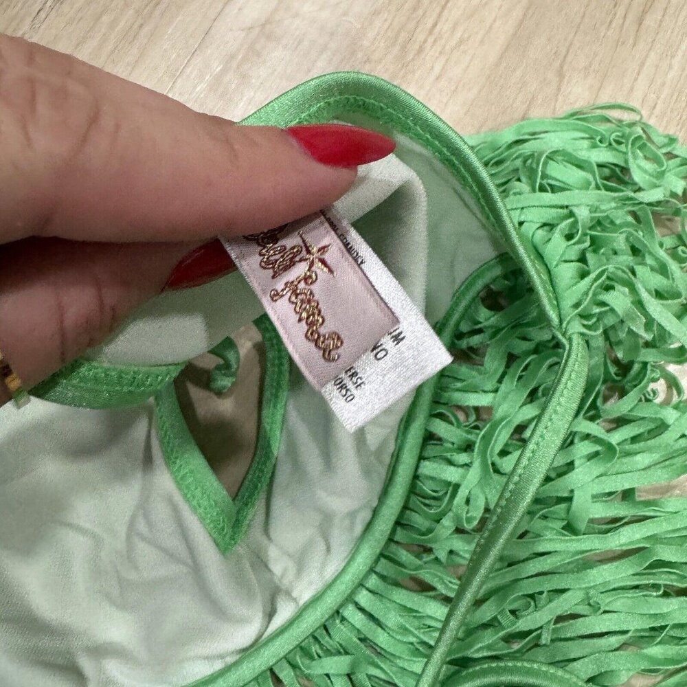 Women’s Luli Fama Swim Fringe Top Bikini Size‎ Medium M Green Hot Cute Summer - Picture 4 of 7